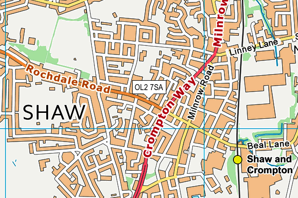 OL2 7SA map - OS VectorMap District (Ordnance Survey)