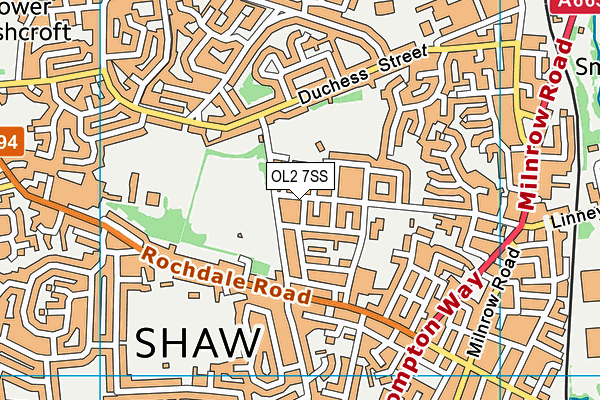 OL2 7SS map - OS VectorMap District (Ordnance Survey)