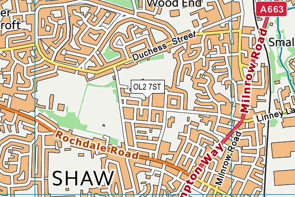 OL2 7ST map - OS VectorMap District (Ordnance Survey)
