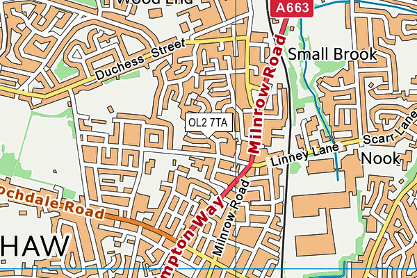 OL2 7TA map - OS VectorMap District (Ordnance Survey)