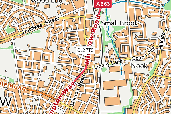 OL2 7TS map - OS VectorMap District (Ordnance Survey)