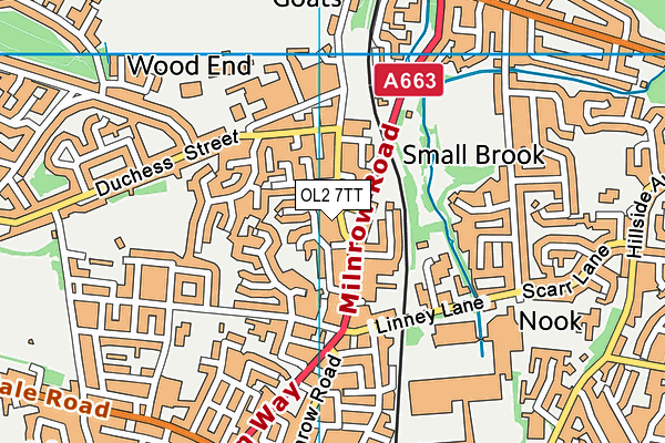 OL2 7TT map - OS VectorMap District (Ordnance Survey)