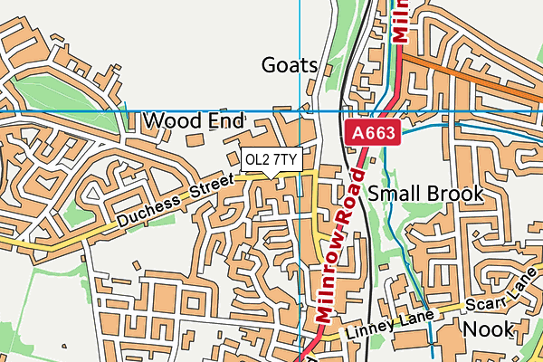 OL2 7TY map - OS VectorMap District (Ordnance Survey)