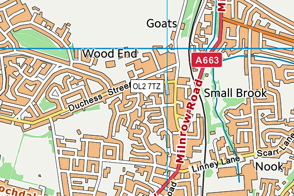 OL2 7TZ map - OS VectorMap District (Ordnance Survey)