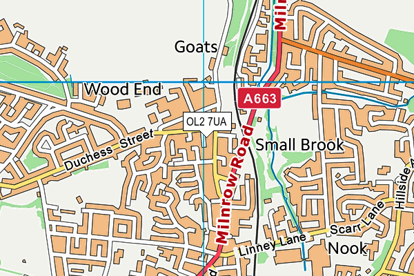 OL2 7UA map - OS VectorMap District (Ordnance Survey)