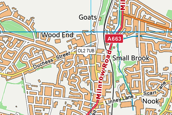 OL2 7UB map - OS VectorMap District (Ordnance Survey)