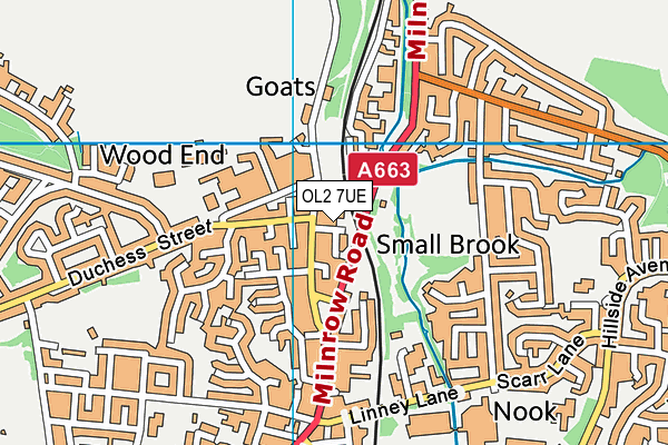 OL2 7UE map - OS VectorMap District (Ordnance Survey)