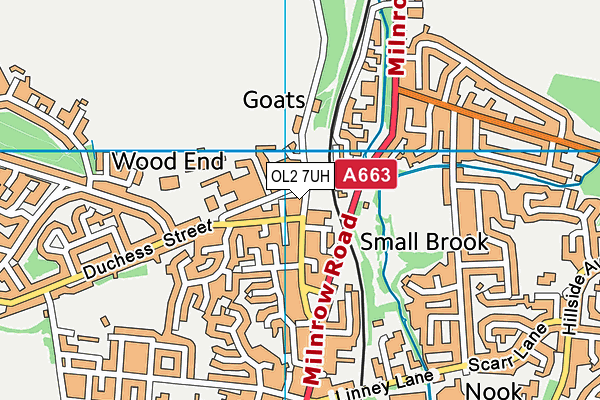 OL2 7UH map - OS VectorMap District (Ordnance Survey)