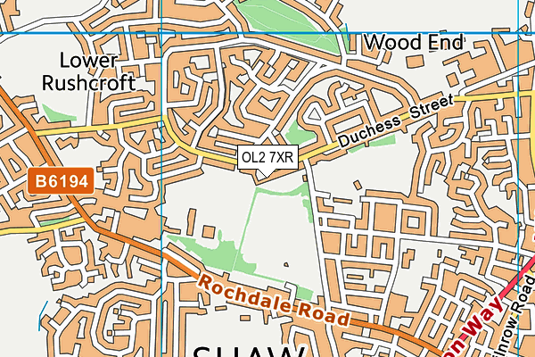 OL2 7XR map - OS VectorMap District (Ordnance Survey)