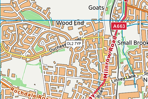 OL2 7YP map - OS VectorMap District (Ordnance Survey)