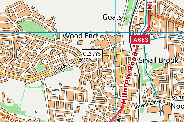 OL2 7YS map - OS VectorMap District (Ordnance Survey)