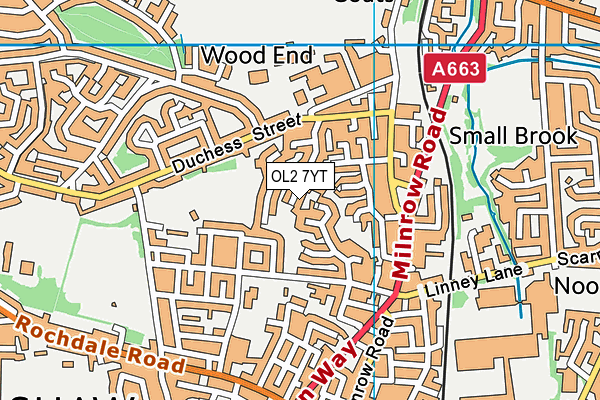 OL2 7YT map - OS VectorMap District (Ordnance Survey)