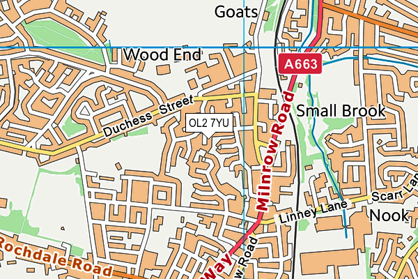 OL2 7YU map - OS VectorMap District (Ordnance Survey)