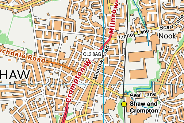 OL2 8AG map - OS VectorMap District (Ordnance Survey)