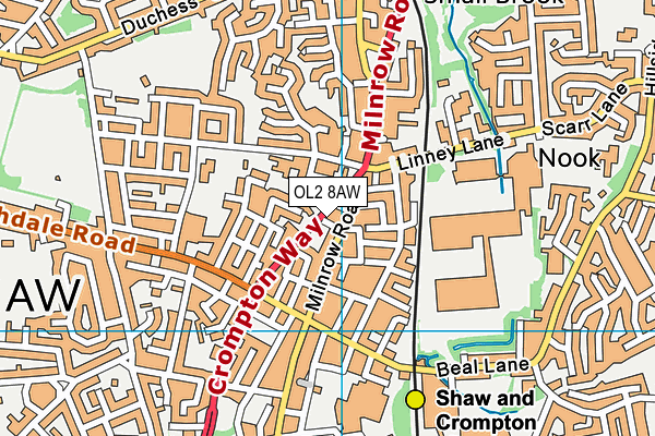 OL2 8AW map - OS VectorMap District (Ordnance Survey)
