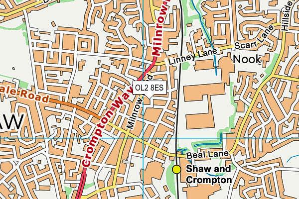OL2 8ES map - OS VectorMap District (Ordnance Survey)