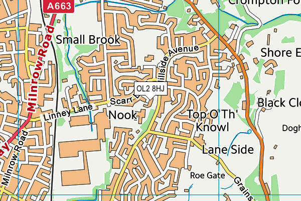 OL2 8HJ map - OS VectorMap District (Ordnance Survey)