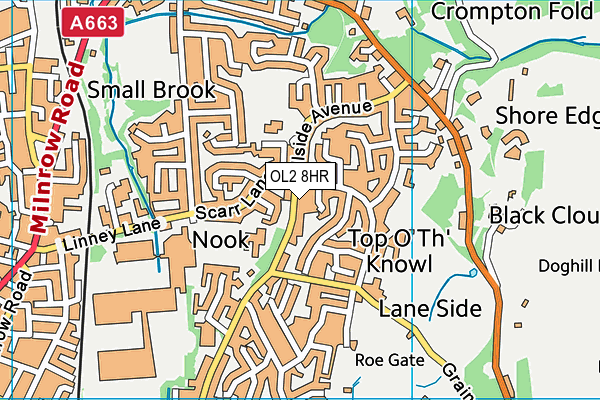 OL2 8HR map - OS VectorMap District (Ordnance Survey)