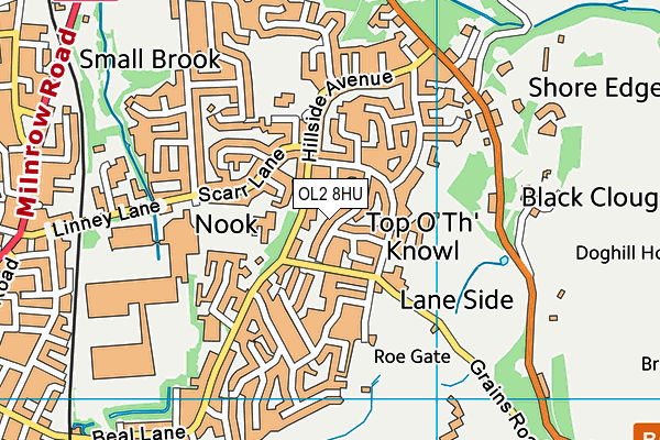 OL2 8HU map - OS VectorMap District (Ordnance Survey)