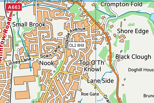 OL2 8HX map - OS VectorMap District (Ordnance Survey)