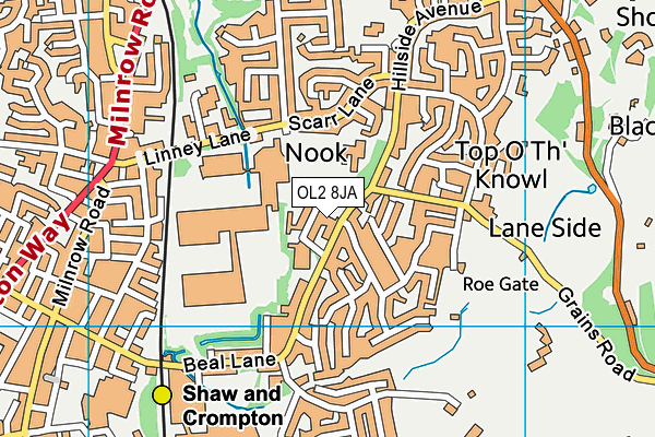 OL2 8JA map - OS VectorMap District (Ordnance Survey)