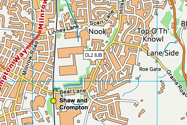OL2 8JB map - OS VectorMap District (Ordnance Survey)