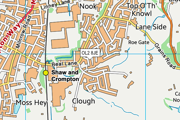 OL2 8JE map - OS VectorMap District (Ordnance Survey)