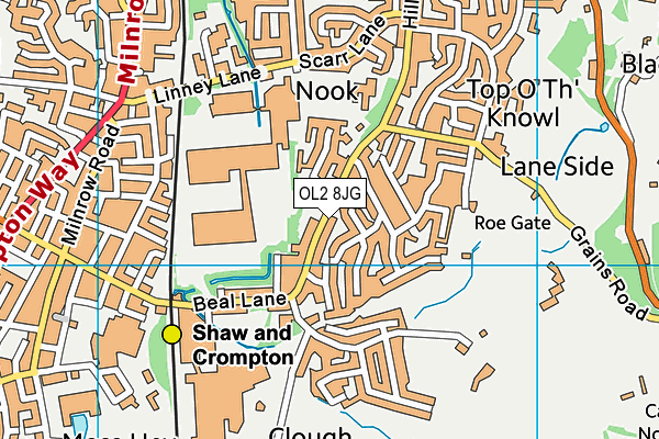 OL2 8JG map - OS VectorMap District (Ordnance Survey)