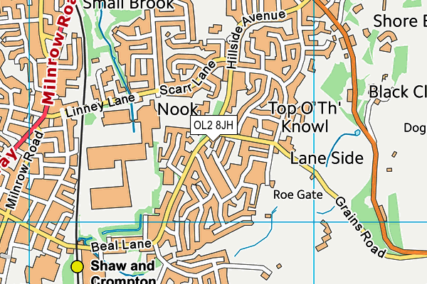 OL2 8JH map - OS VectorMap District (Ordnance Survey)