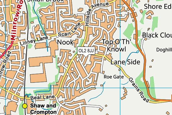 OL2 8JJ map - OS VectorMap District (Ordnance Survey)