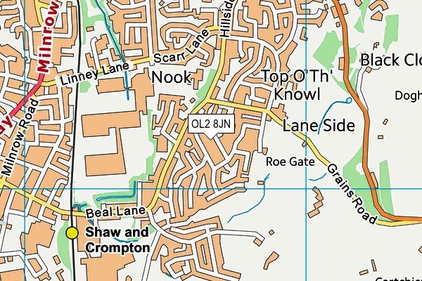 OL2 8JN map - OS VectorMap District (Ordnance Survey)
