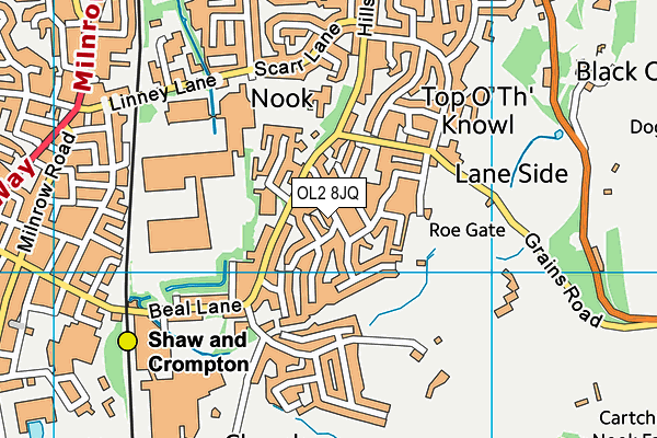 OL2 8JQ map - OS VectorMap District (Ordnance Survey)