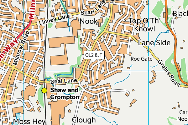 OL2 8JT map - OS VectorMap District (Ordnance Survey)
