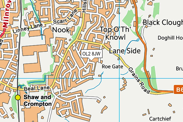 OL2 8JW map - OS VectorMap District (Ordnance Survey)
