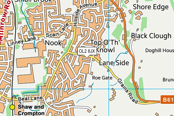 OL2 8JX map - OS VectorMap District (Ordnance Survey)