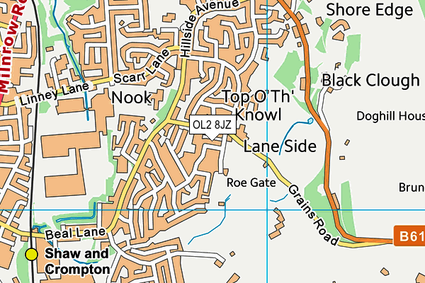OL2 8JZ map - OS VectorMap District (Ordnance Survey)
