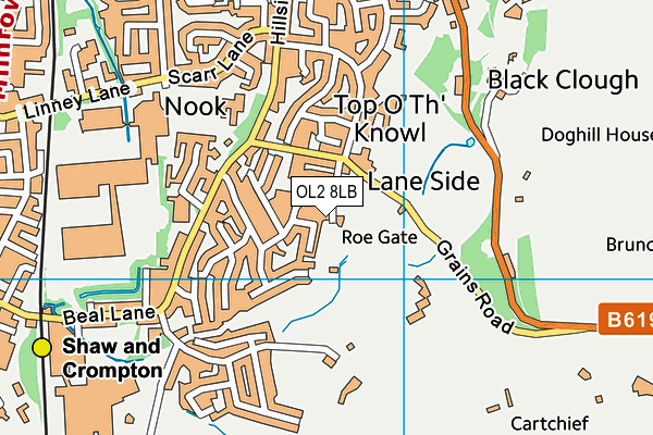 OL2 8LB map - OS VectorMap District (Ordnance Survey)