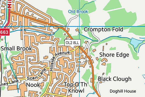 OL2 8LL map - OS VectorMap District (Ordnance Survey)