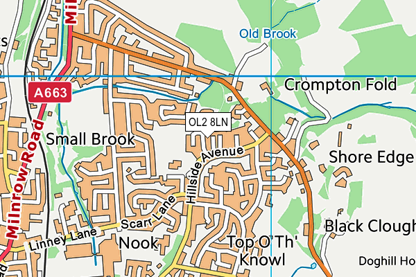 OL2 8LN map - OS VectorMap District (Ordnance Survey)