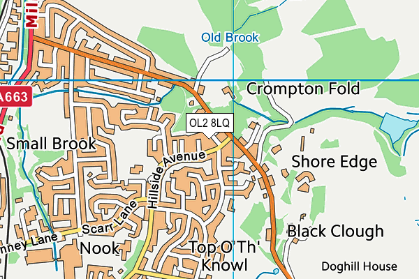 OL2 8LQ map - OS VectorMap District (Ordnance Survey)