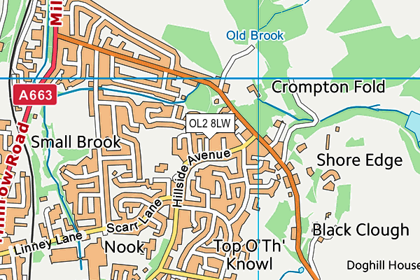 OL2 8LW map - OS VectorMap District (Ordnance Survey)