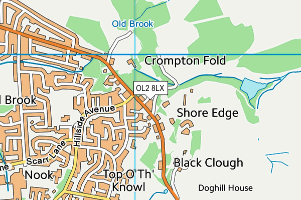 OL2 8LX map - OS VectorMap District (Ordnance Survey)