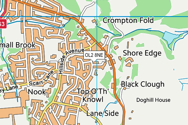 OL2 8NE map - OS VectorMap District (Ordnance Survey)