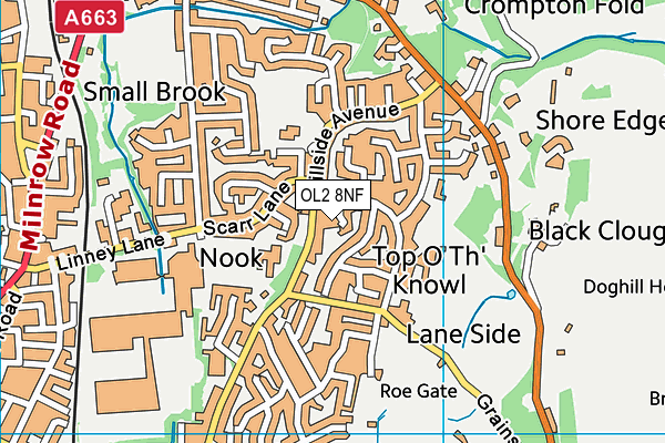 OL2 8NF map - OS VectorMap District (Ordnance Survey)