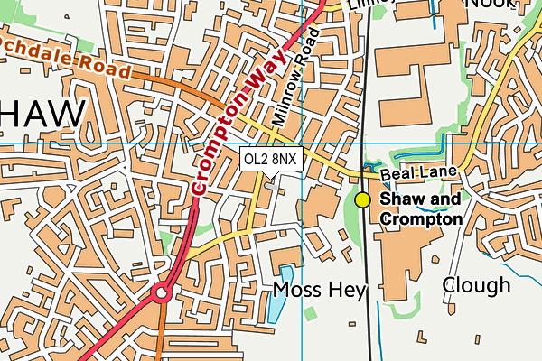 OL2 8NX map - OS VectorMap District (Ordnance Survey)