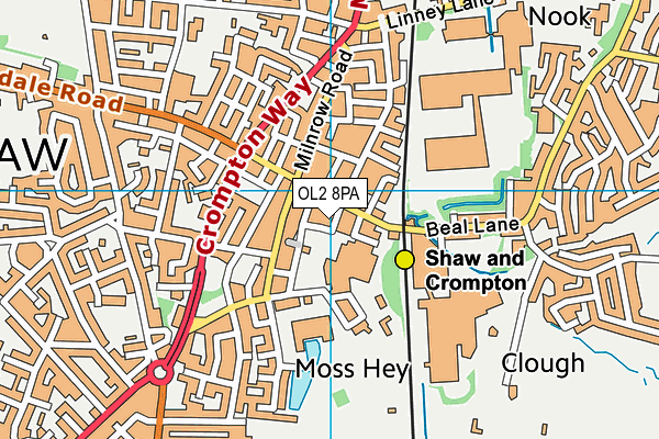 OL2 8PA map - OS VectorMap District (Ordnance Survey)