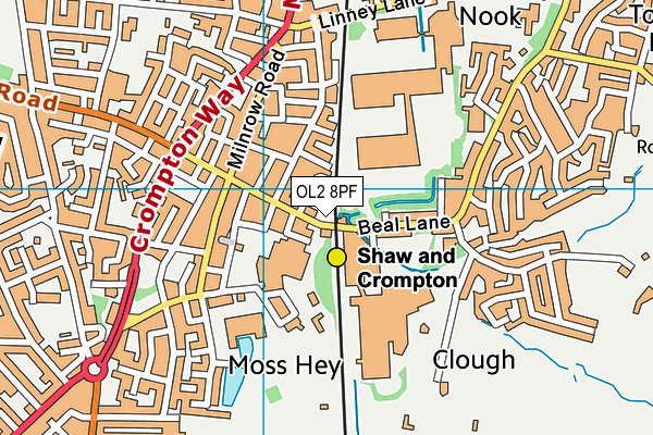 OL2 8PF map - OS VectorMap District (Ordnance Survey)