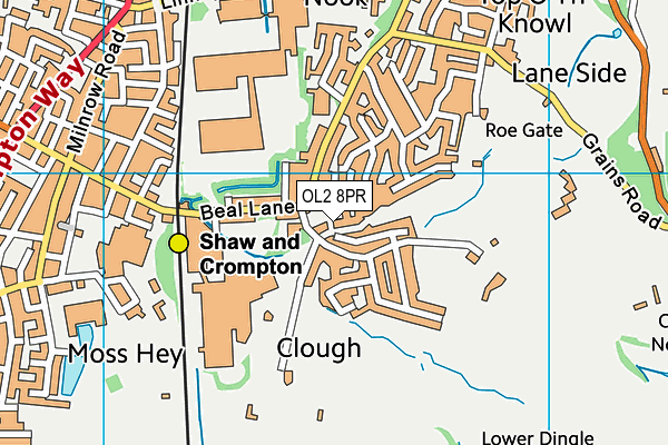 OL2 8PR map - OS VectorMap District (Ordnance Survey)