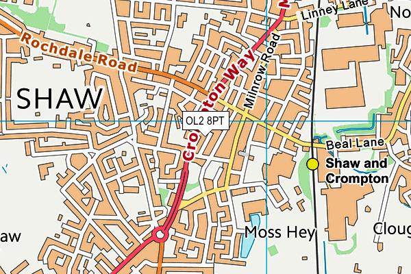 OL2 8PT map - OS VectorMap District (Ordnance Survey)
