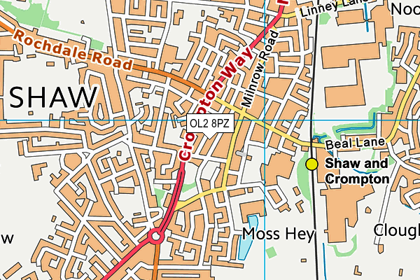 OL2 8PZ map - OS VectorMap District (Ordnance Survey)